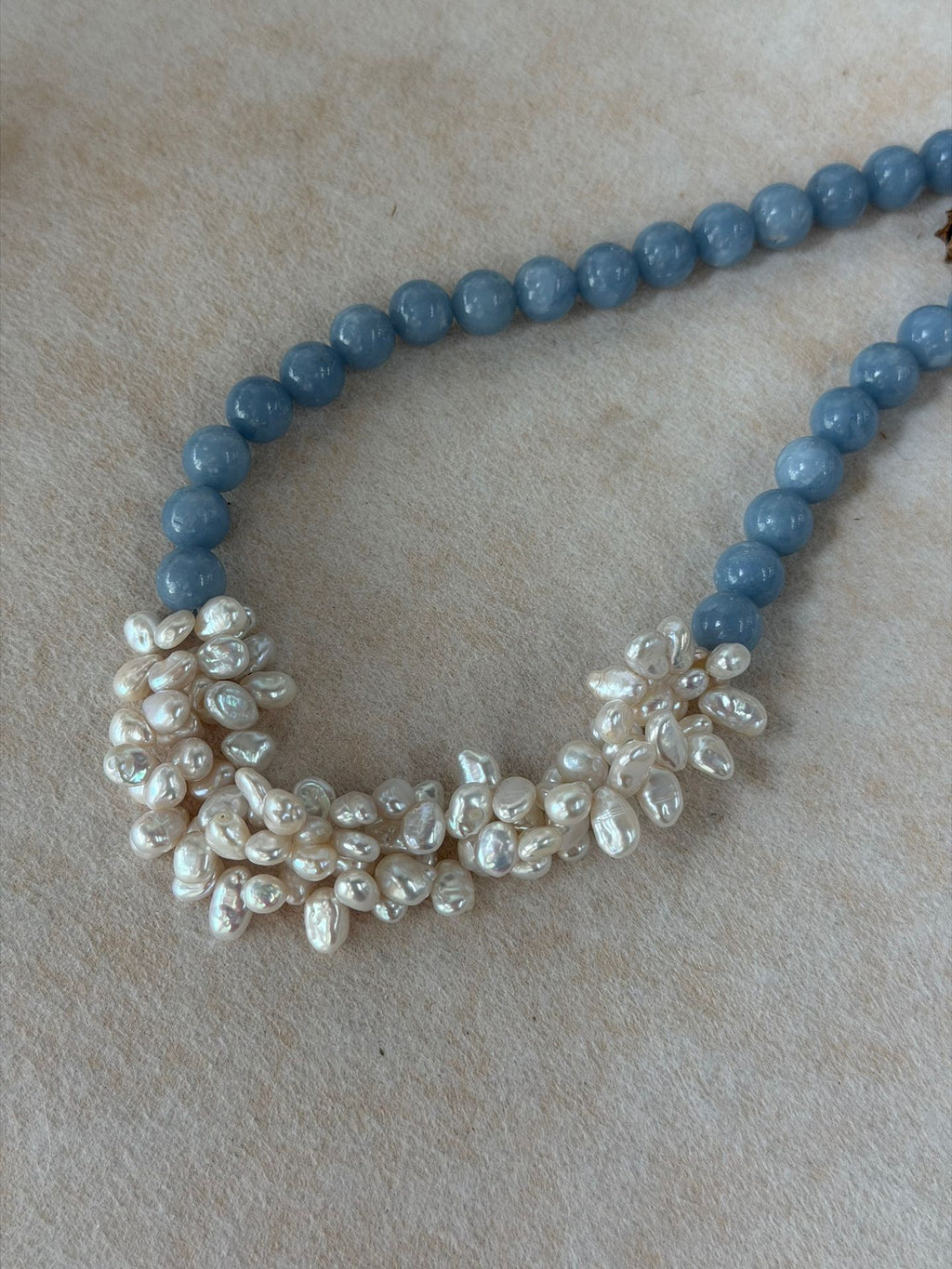 Angelite Petals — Baroque Pearl Necklace