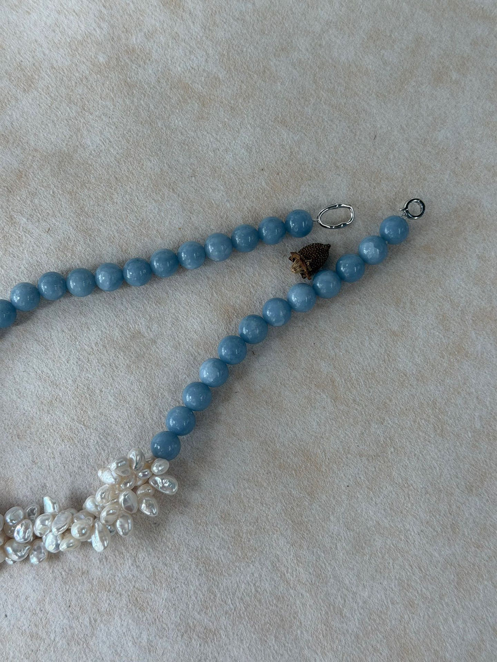 Angelite Petals — Baroque Pearl Necklace