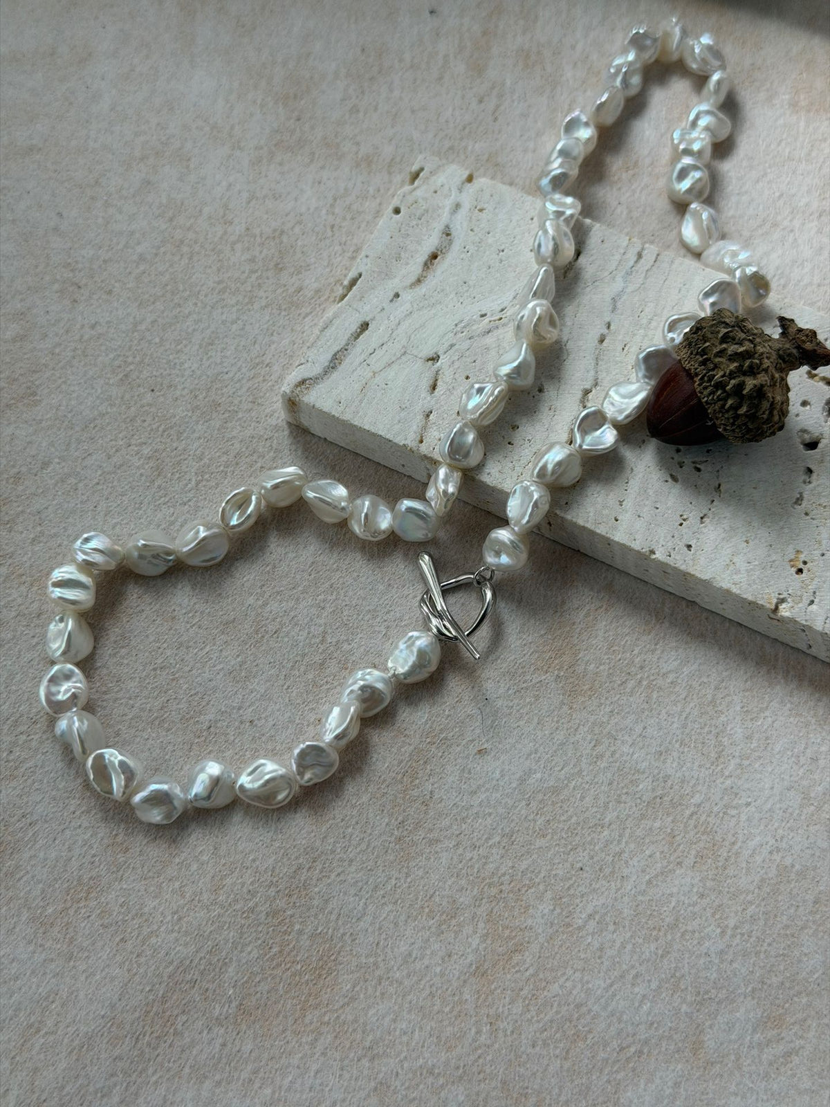 Silver Shards Baroque Pearl Necklace