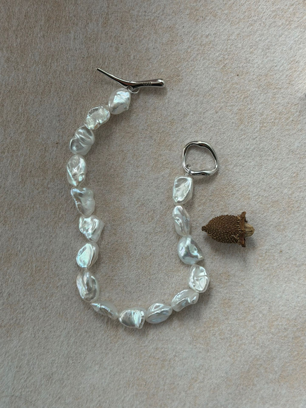 Silver Shards Baroque Pearl Bracelet