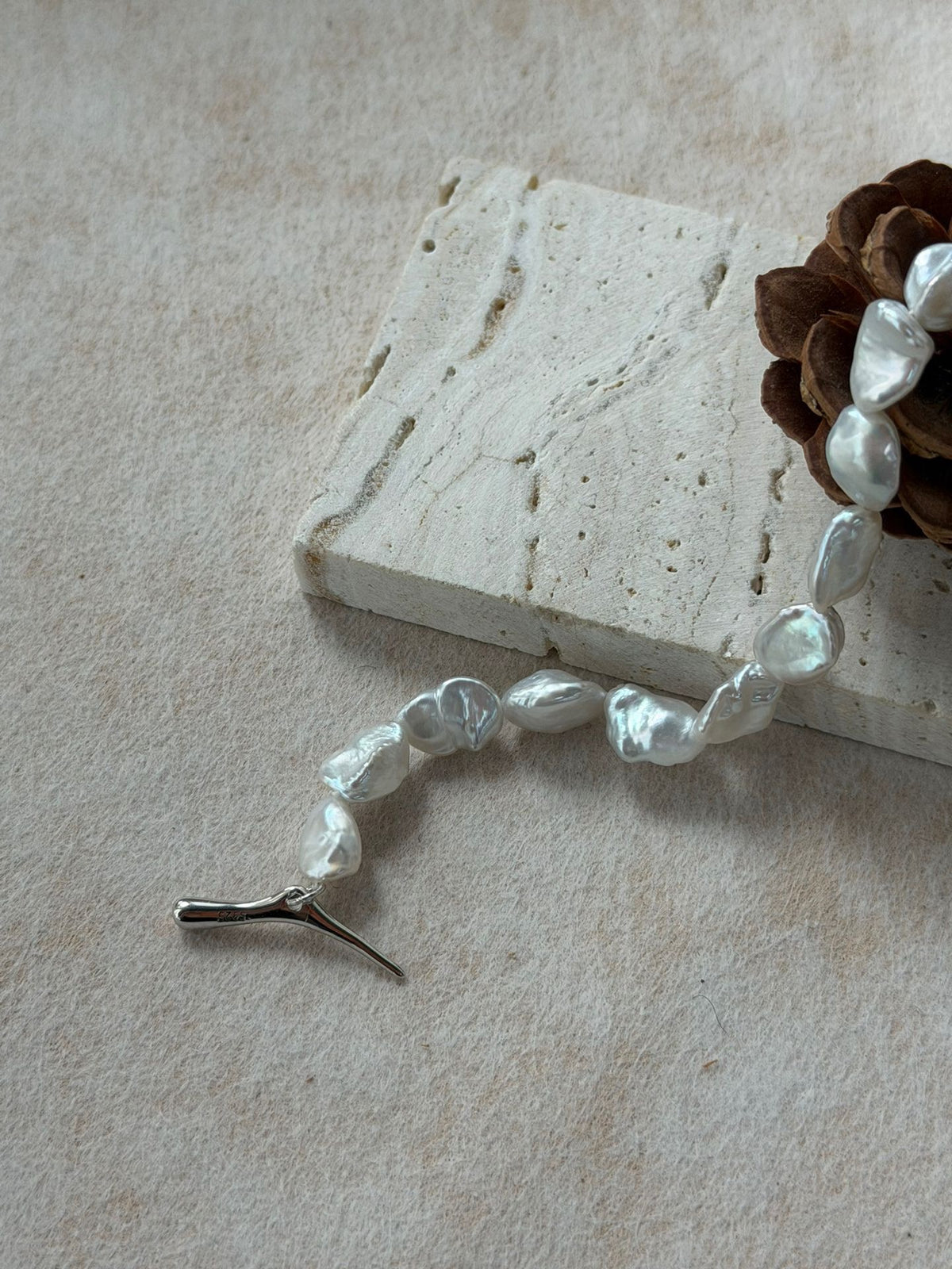 Silver Shards Baroque Pearl Bracelet