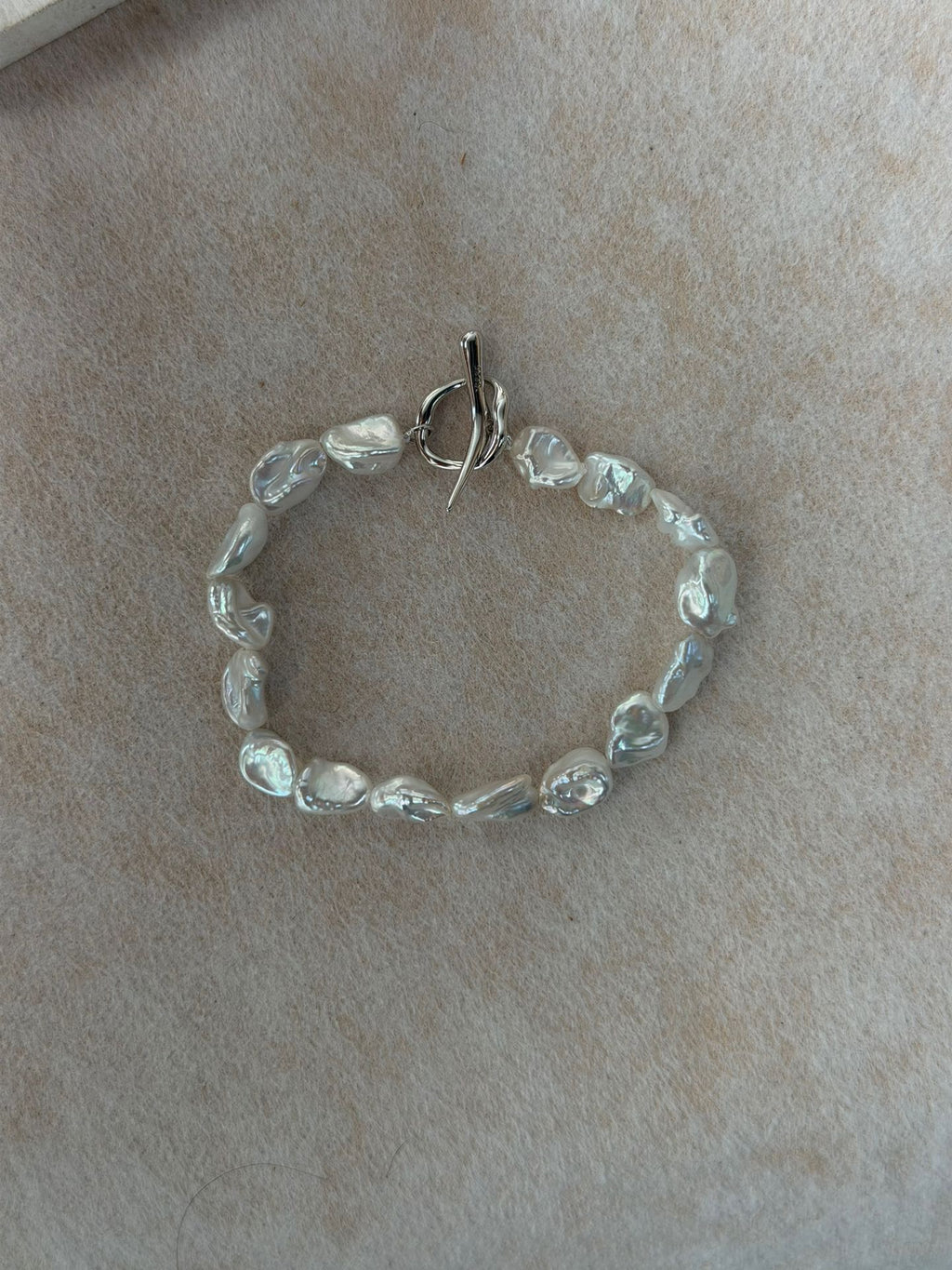 Silver Shards Baroque Pearl Bracelet