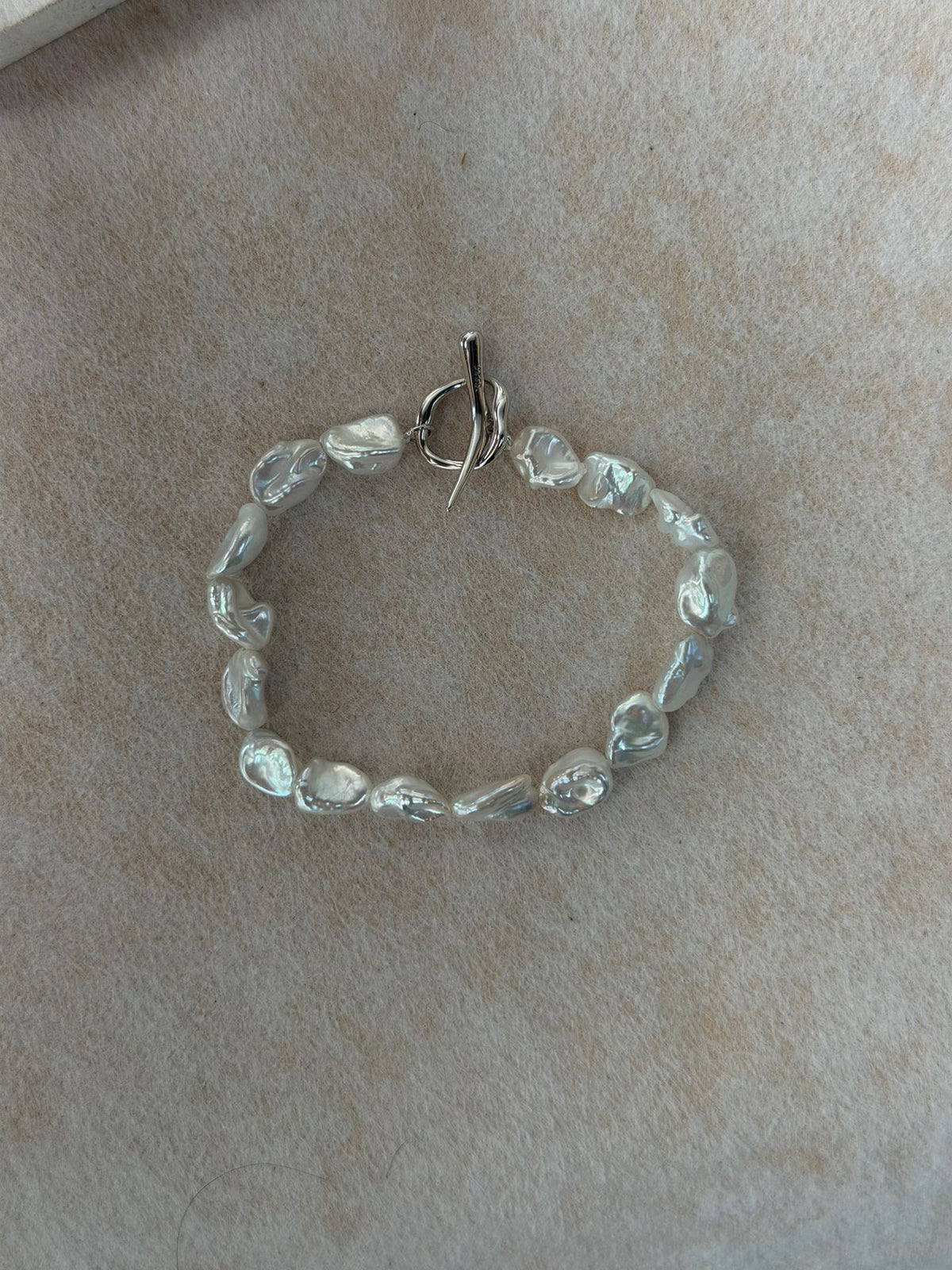 Silver Shards Baroque Pearl Bracelet