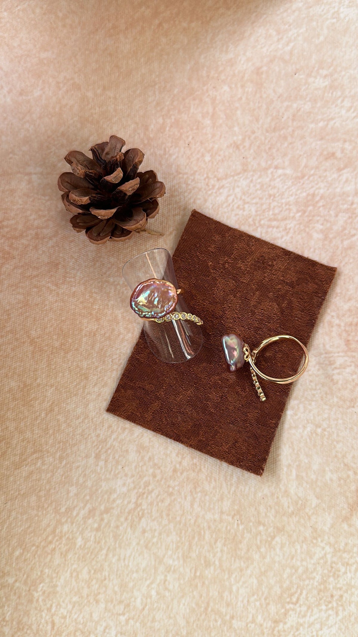 Violet Drape Baroque Pearl Open Ring